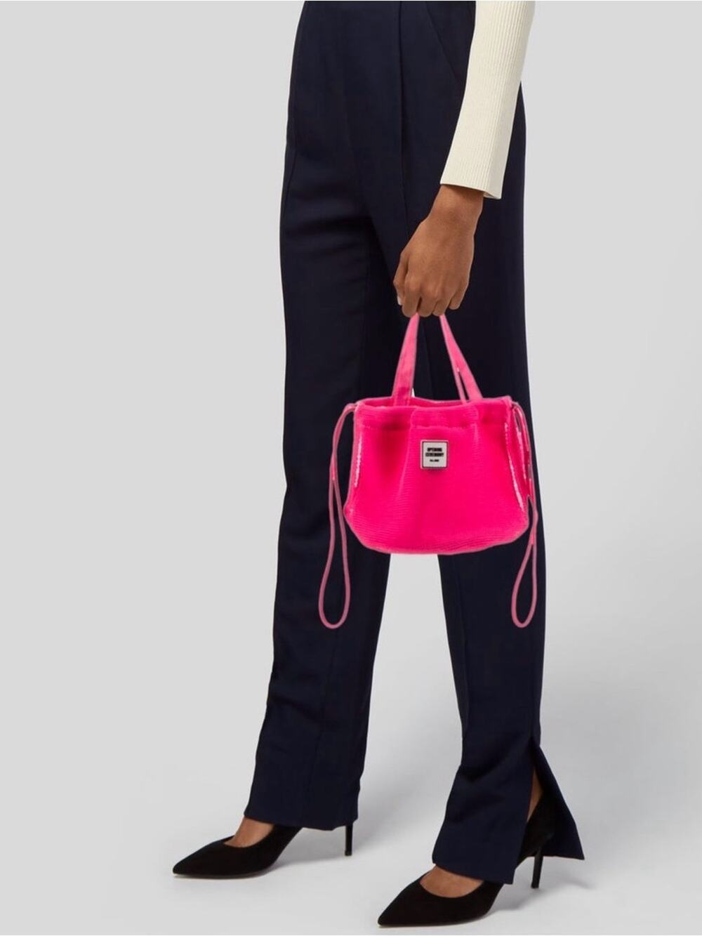 Opening Ceremony Neon Pink Mesh Drawstring Bucket Bag Crossbody Tote NWOT